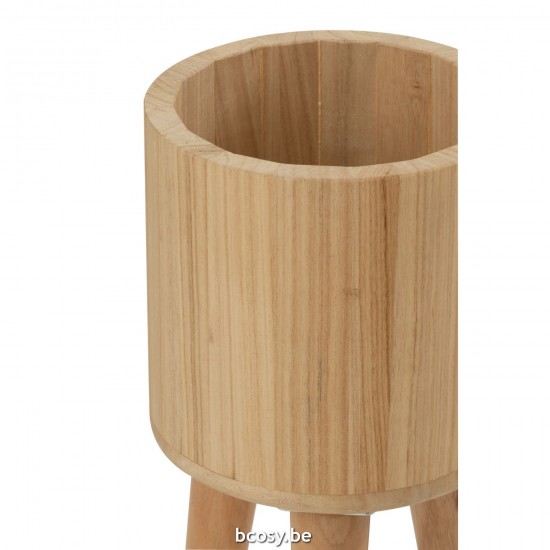 J Line cachepots de fleur Jolipa Set De Trois Cache Pot Classique Bois Naturel.