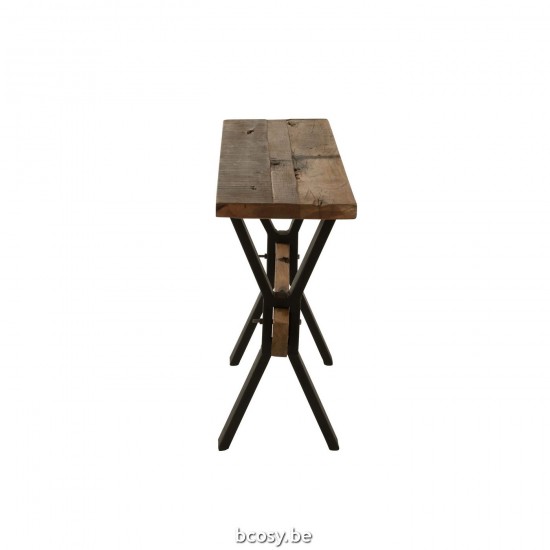 J Line tables de drapier murales Jolipa Console Vielli Bois Marron.