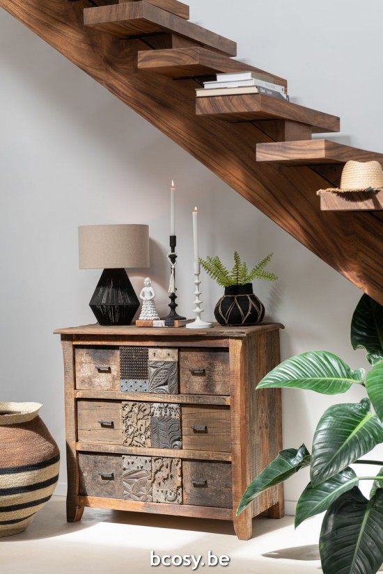 JLine J Line Kast Verouderd Hout Bruin L100xB50xH95 cm buffetten dressoirs dressoirkasten buffetkasten commodes commodekasten.