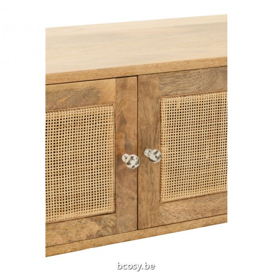 J Line Mobile Tv Rattan Legno De Mango Naturale Mueble Tv Rota Madera De Mango Natural.
