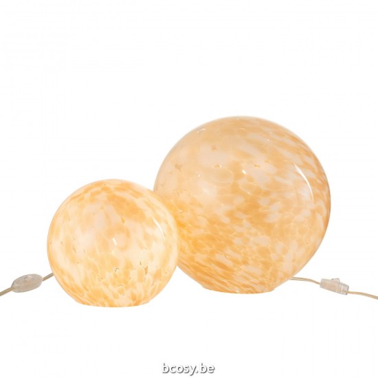 J Line Lamp Melissa Round Glass Beige Large Table Lights.