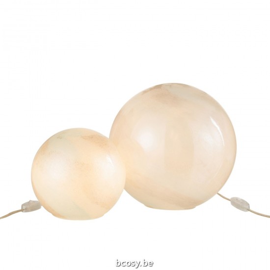 J Line Lamp Pearl Round Glass White Large Table Lights.