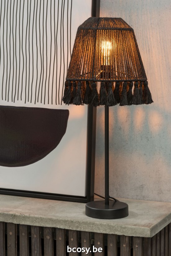 Jline Lámpara De Mesa Mila Yute Negro.