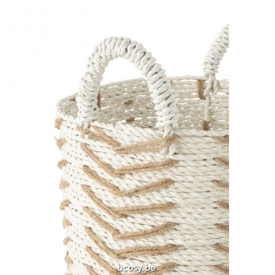 J Line paniers de rangement Jolipa Set 2 Panier Chevron Raffia Blanc Naturel.
