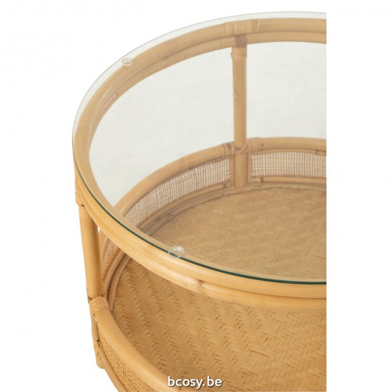 Jline Salontafel Jovelyne Rotan Glas Naturel.