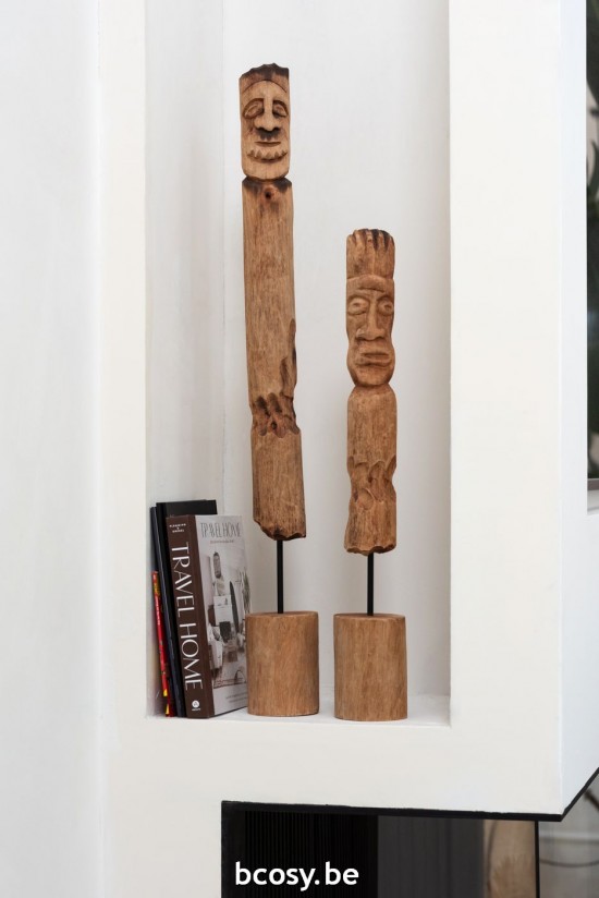 Jline Juego De 3 Figuras De Pie Totem Madera Natural.