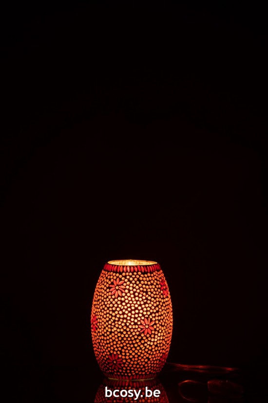 J Line Éclairage Armatures Luminaires D'intérieur Pieds De Lampe Avec Abat Jour Lampes De Table Jolipa Lampe Bram Verre Rouge.