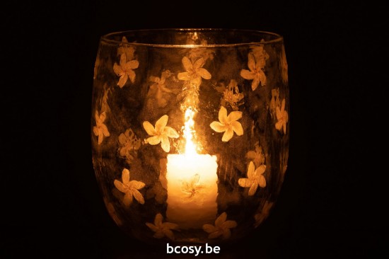 J Line photophores Jolipa Photophore Fleurs Verre Jaune Large.