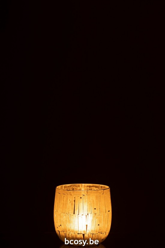 J Line photophores Jolipa Photophore Mosaique Verre Gris Clair Medium.