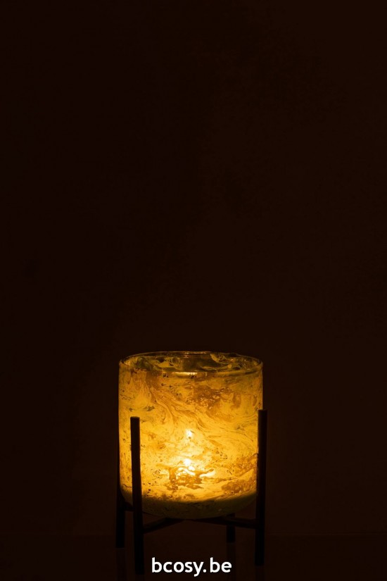 J Line lanternes photophores Jolipa Photophore Debout Verre Acier Marbre Vert Small.