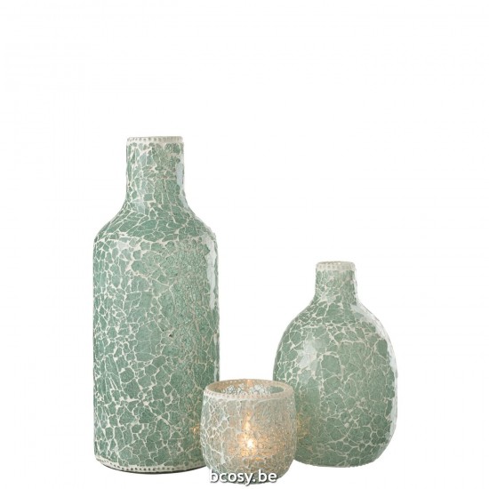 J Line vases Jolipa Vase Mosaique Verre Vert Blanc Large.