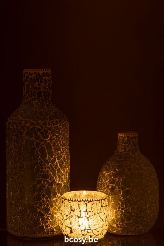 Jline Vaas Mozaiek Glas Groen Wit Large.