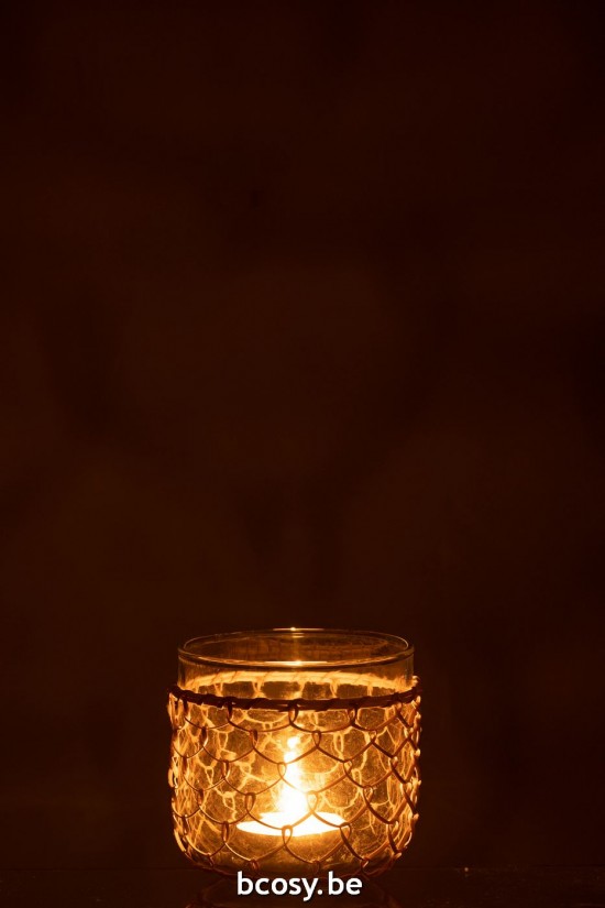 J Line photophores Jolipa Photophore Tricot Verre Rotin Transparent Medium.