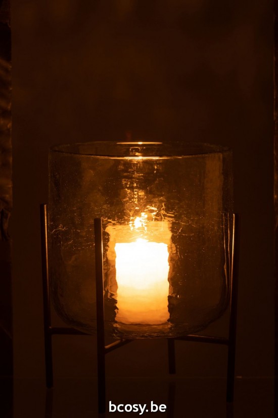 J Line lanternes photophores Jolipa Photophore Debout Verre Acier Transparent Large.