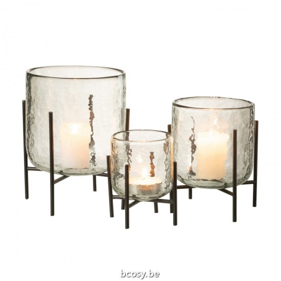 J Line Hurricane Stand Glass Iron Transparent Large lanterns hurricanes.