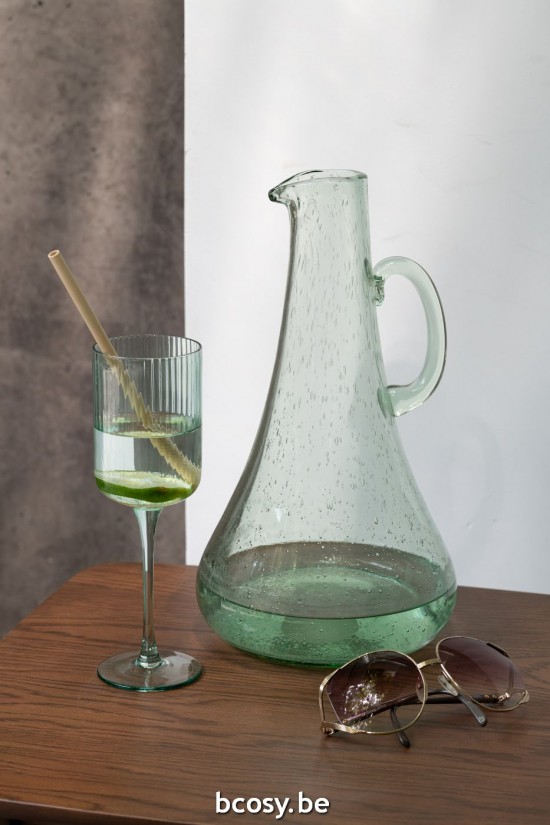 Jline Jarra De Vidrio Verde Agua.