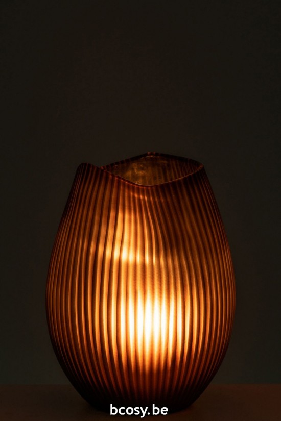 J Line vases Jolipa Vase Ligne Verre Marron Large.