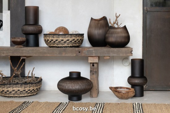 J Line Vaso Riga Palla Vetro Marrone Small Jarrón Línea Bola Vidrio Marrón Small.