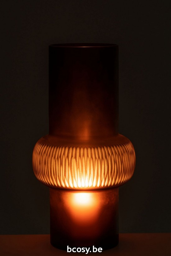 J Line vases Jolipa Vase Ligne Boule Verre Marron Large.