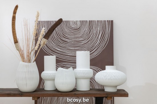 Jline Jarrón Línea Bola De Vidrio Blanco Large.