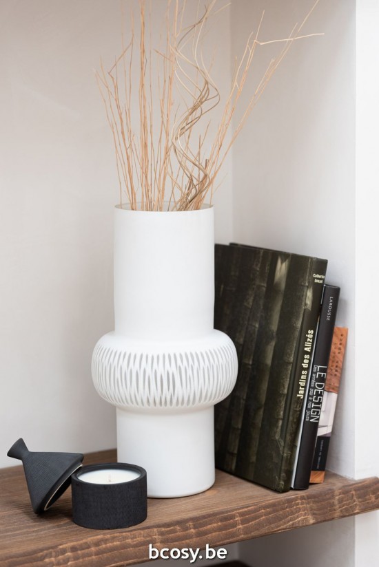 J Line Vaso Riga Palla Vetro Bianco Large Jarrón Línea Bola De Vidrio Blanco Large.