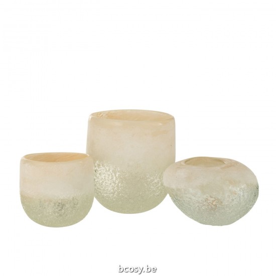 Jline Windlicht Glas Beige Large.