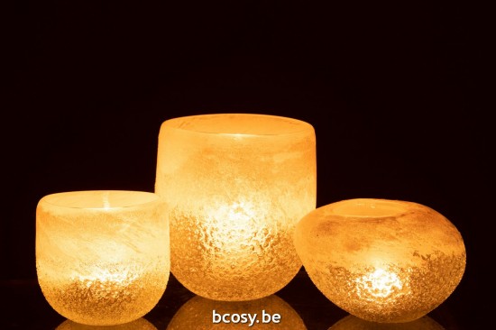 Jline Windlicht Glas Beige Large t lichthalter teelichtleuchter teelichte.