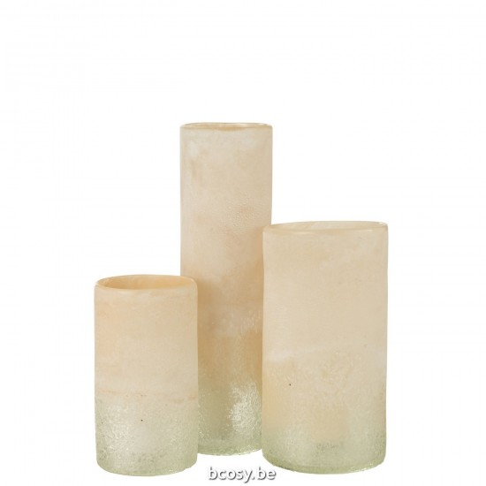 Jline Vaas Cilinder Glas Beige Large.