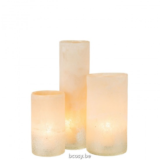 J Line Vase Cylinder Glass Beige Large.