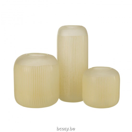 Jline Vaas Strepen Glas Licht Geel Large.