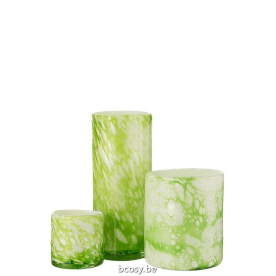 Jline Vaas Marmer Glas Groen Wit Large.