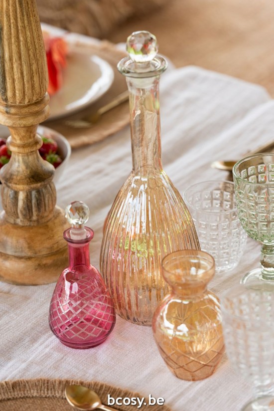 J Line Vaso Quadretti Vetro Mix Assortimento Di 3 Jarrón Cuadros Vidrio Mix Surtido De 3.