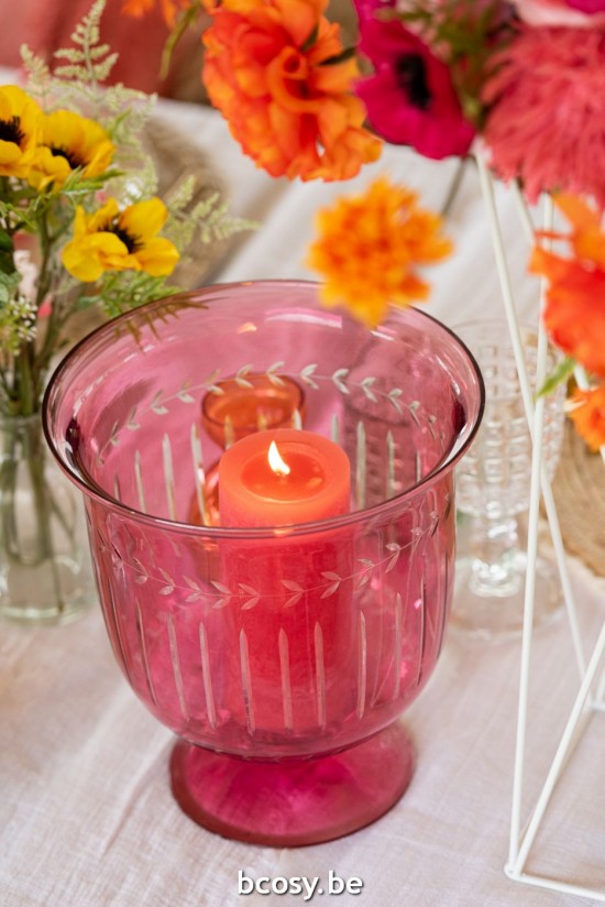 Jline Jarrón Romano Tallo Vidrio Rojo.