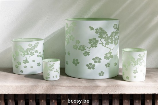 Jline Portavelas Flor De Cristal Verde Small.