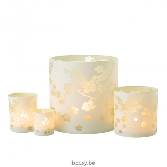 J Line Hurricane Flowers Glass Green Extra Large tea lights holders.