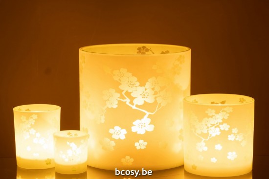 Jline Windlicht Blumen Glas Grün Extra Large t lichthalter teelichtleuchter teelichte.