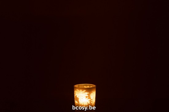 J Line photophores Jolipa Photophore Palmier Verre Bleu Or Small.