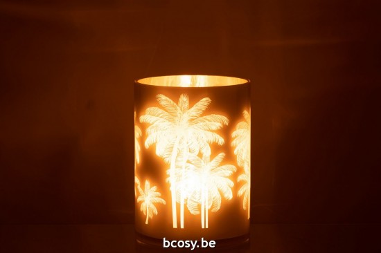 J Line photophores Jolipa Photophore Palmier Verre Bleu Or Extra Large.