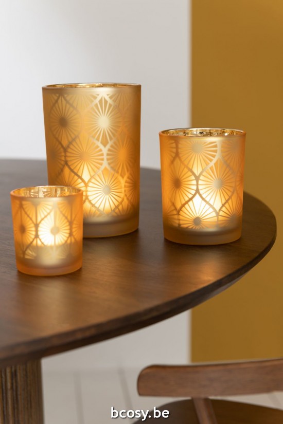 Jline Portavelas Flores De Diamante Vidrio Amarillo Medium.