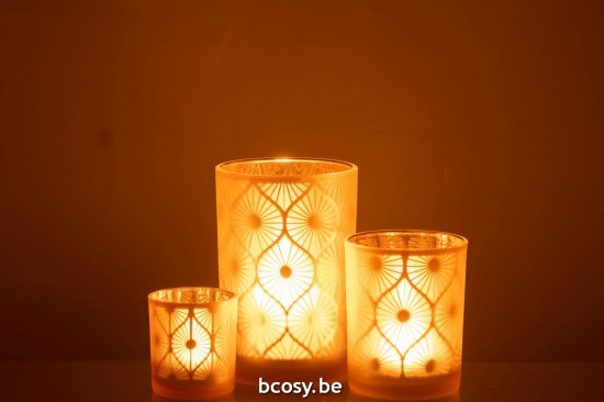 Jline Windlicht Rhombus Blumen Glas Gelb Large t lichthalter teelichtleuchter teelichte.