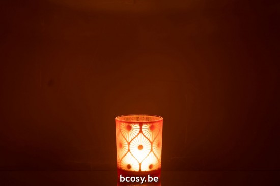 J Line photophores Jolipa Photophore Losange Fleurs Verre Orange Medium.