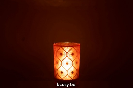 J Line photophores Jolipa Photophore Losange Fleurs Verre Orange Large.