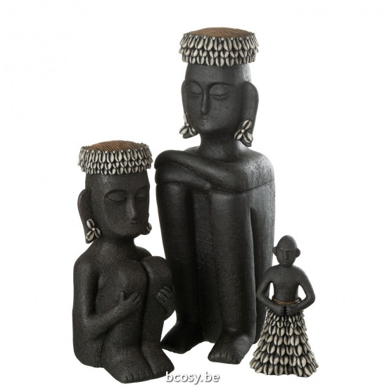J Line Figurines personnalités ethniques Jolipa Statue Assise Ethnique Pierre Resine Noir Large.