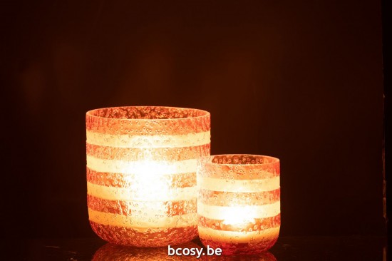 Jline Windlicht Linien Glas Rot Weiß Large t lichthalter teelichtleuchter teelichte.