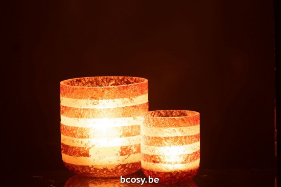 Jline Windlicht Linien Glas Orange Weiß Large t lichthalter teelichtleuchter teelichte.