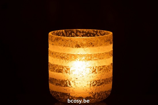 J Line photophores Jolipa Photophore Lignes Verre Jaune Blanc Large.