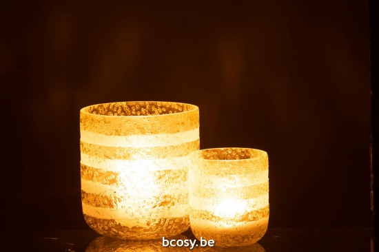 Jline Windlicht Linien Glas Gelb Weiß Large t lichthalter teelichtleuchter teelichte.