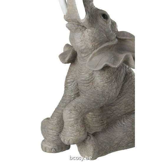 Jline Tafel Olifant Poly Glas Grijs.