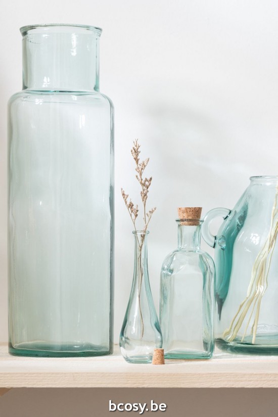 Jline Jarrón Cilíndrico Vidrio Reciclado Small.