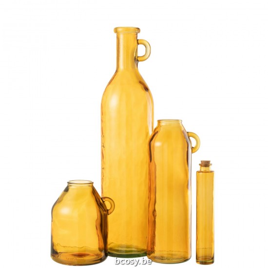 J Line amphores cruches avec 2 anses Jolipa Vase Bouteuille Cylindre Ocre.